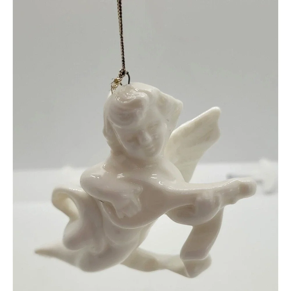 Vintage Christmas Ornament Cherub With Violin Ceramic